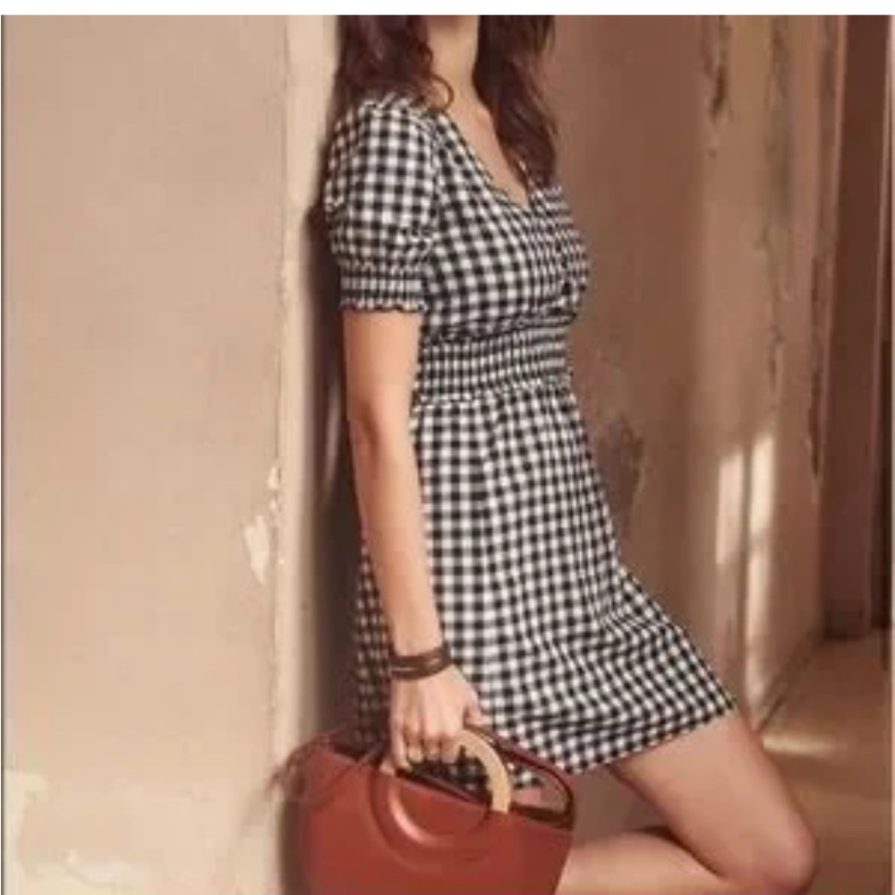 Sezane Women Checkered Black And White Dress X34-42 - Picture 1 of 8